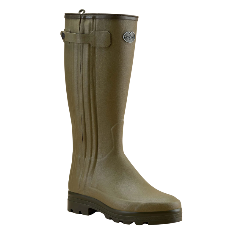 Le Chameau Chasseur Men's Neoprene Lined Zip Wellington Boot in Vert Vierzon-3